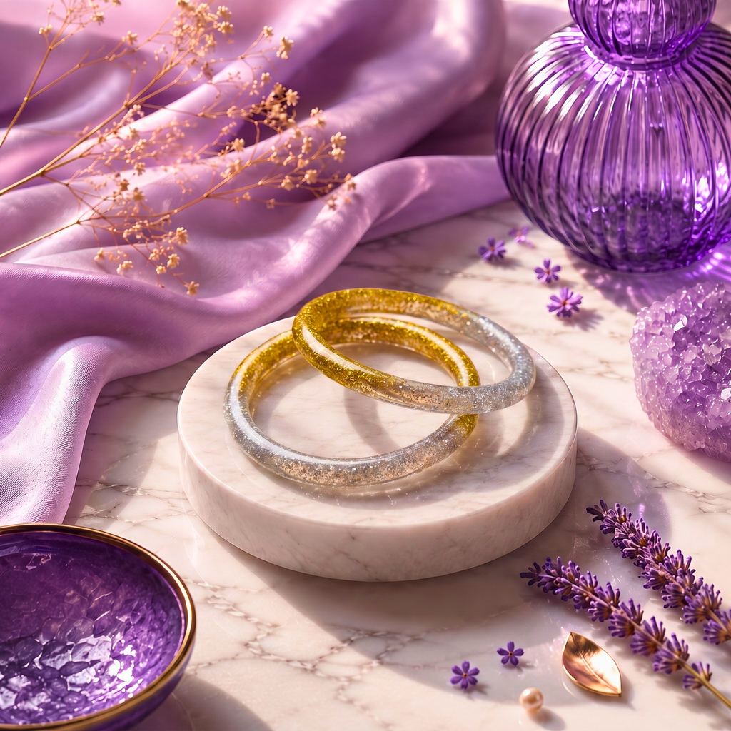 Moonlight Spark Resin Bangles – Handmade Glitter Bangles for Women | Faroha Studios