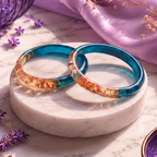 Aqua Aura Resin Bangles – Handmade Blue & Gold Bangles | Faroha Studios