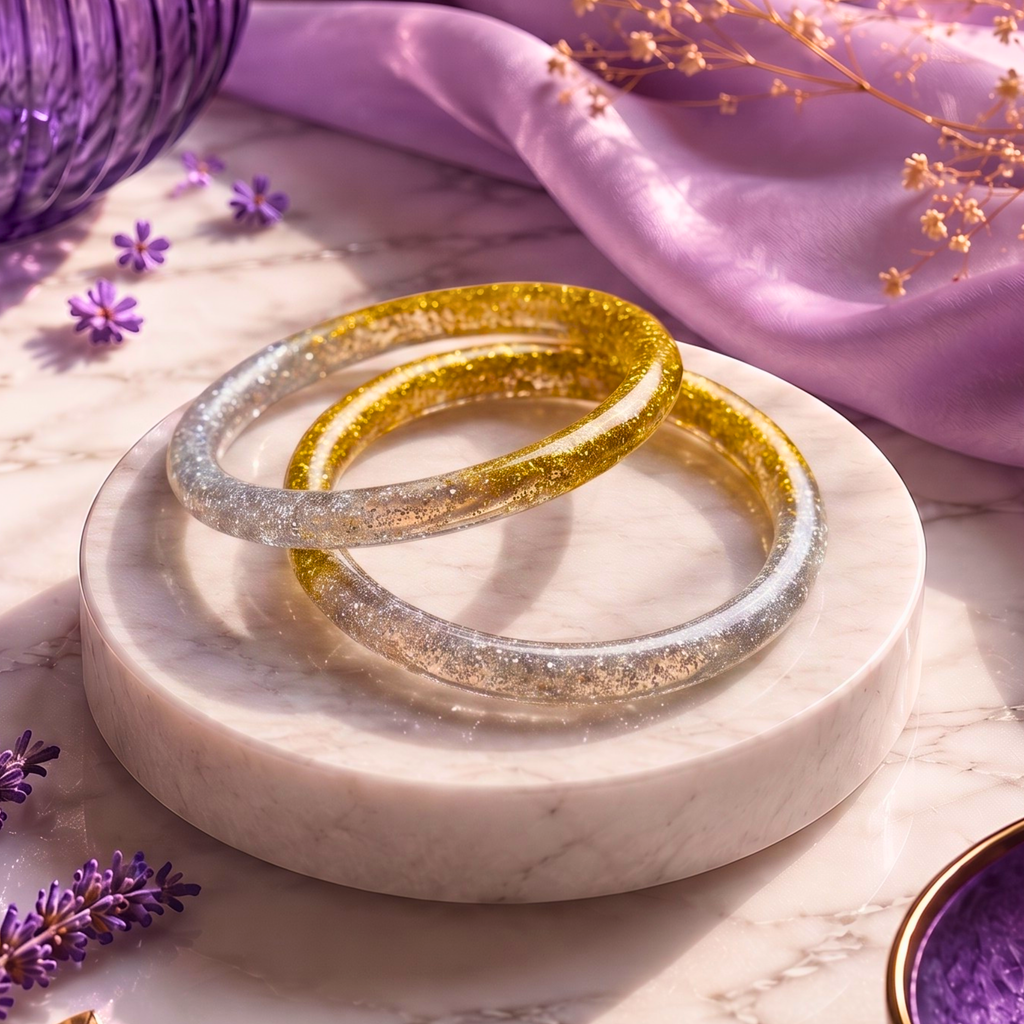 Moonlight Spark Resin Bangles – Handmade Glitter Bangles for Women | Faroha Studios