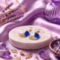 Celestial Moon Resin Earrings – Handmade Blue & Gold Crescent Moon Earrings for Women | Faroha Studios