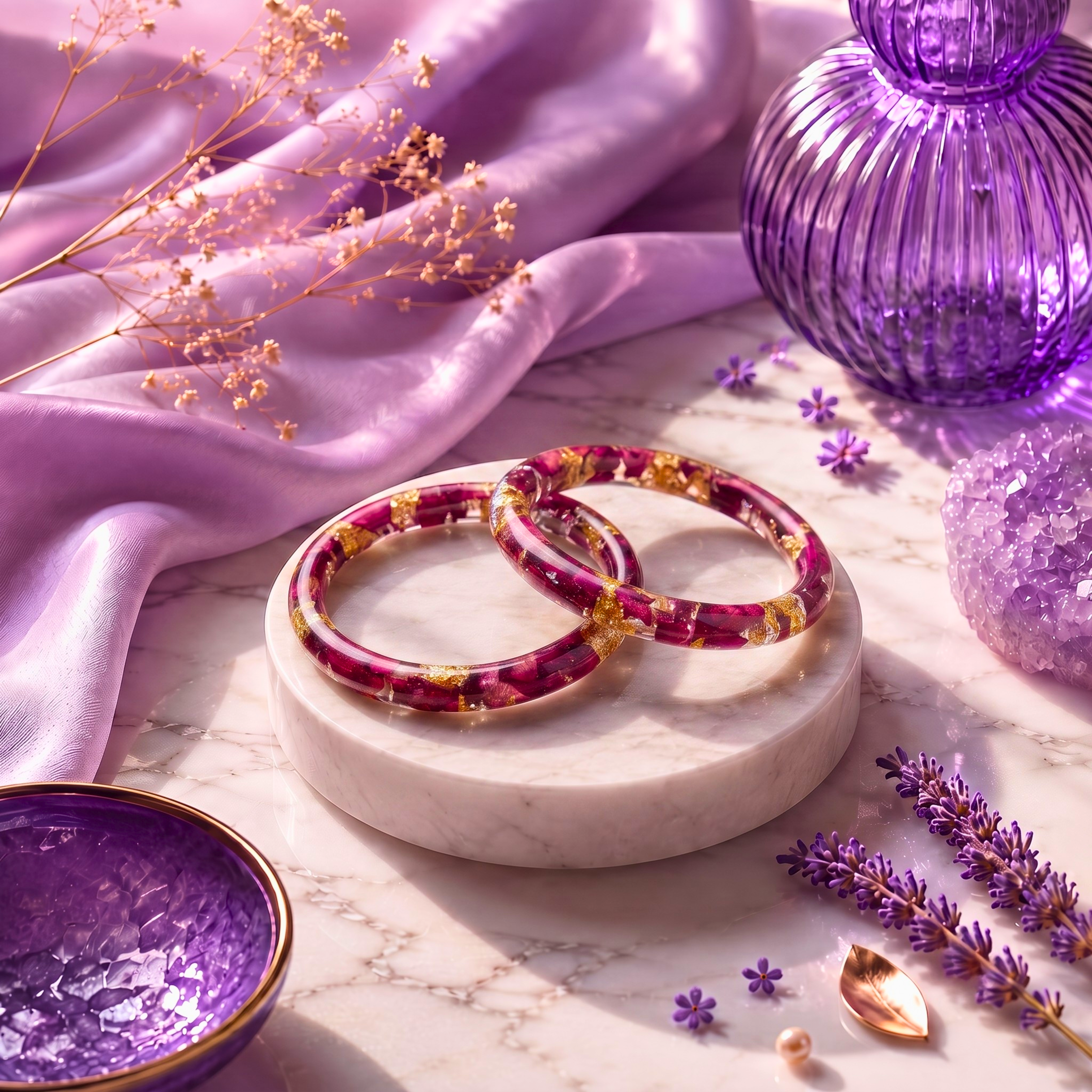 Preserved Rose Petal Resin Bangles – Handmade Real Rose Bangles for Women | Faroha Studios