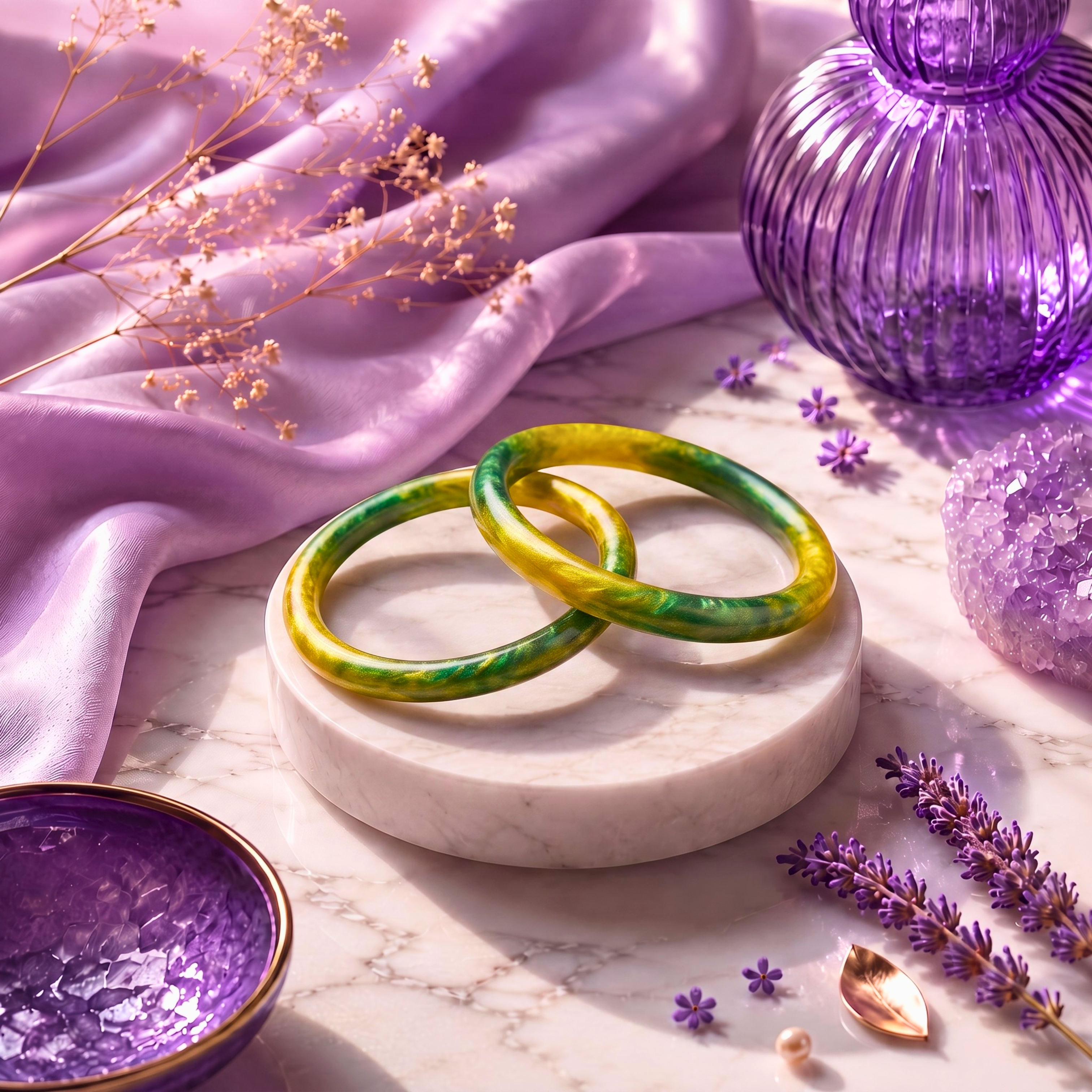 Emerald Aura Resin Bangles – Handmade Haldi & Mehendi Bangles for Women | Faroha Studios
