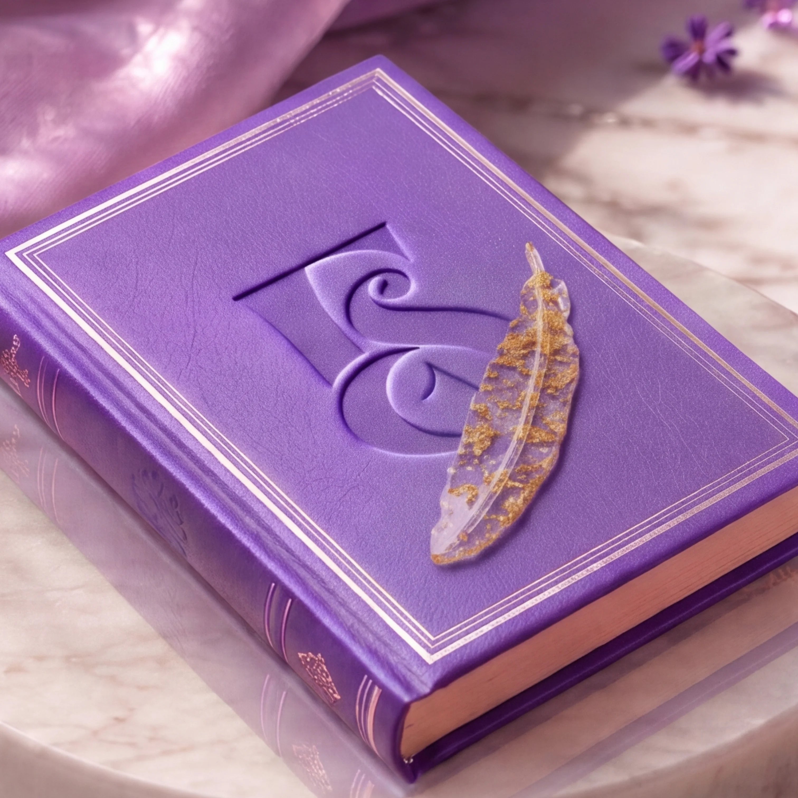 Golden Veil Feather Resin Bookmark – Handmade Feather Shaped Resin Bookmark | Faroha Studios