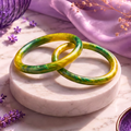 Emerald Aura Resin Bangles – Handmade Haldi & Mehendi Bangles for Women | Faroha Studios